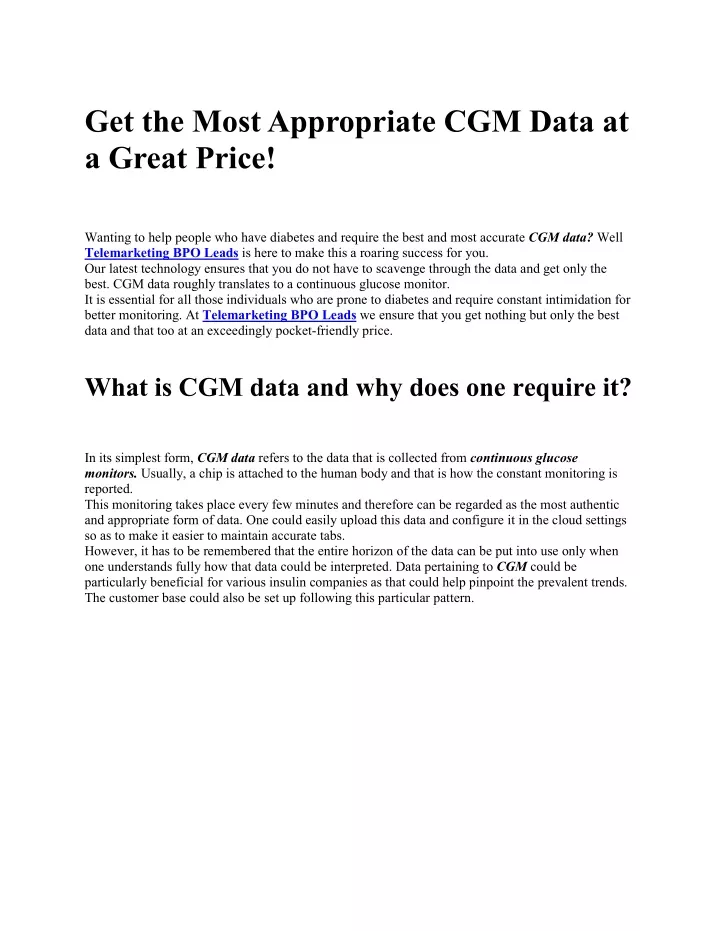 get the most appropriate cgm data at a great price
