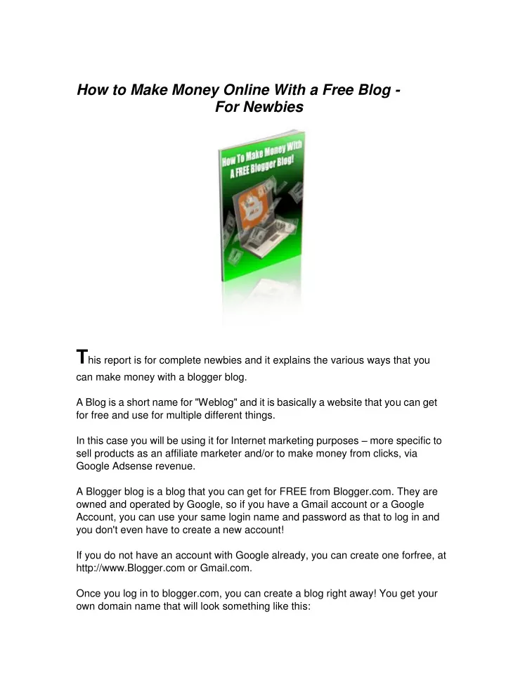 how to make money online with a free blog