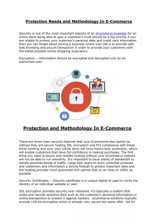 Protection Needs and Methodology In ECommerce
