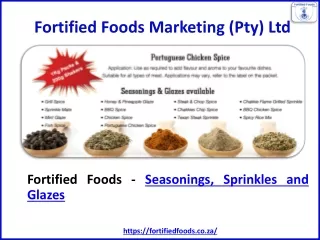 Fortified Foods -  Seasonings, Sprinkles and Glazes