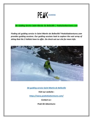 Ski Guiding Service Saint Martin De Belleville | Peakskiadventures.com