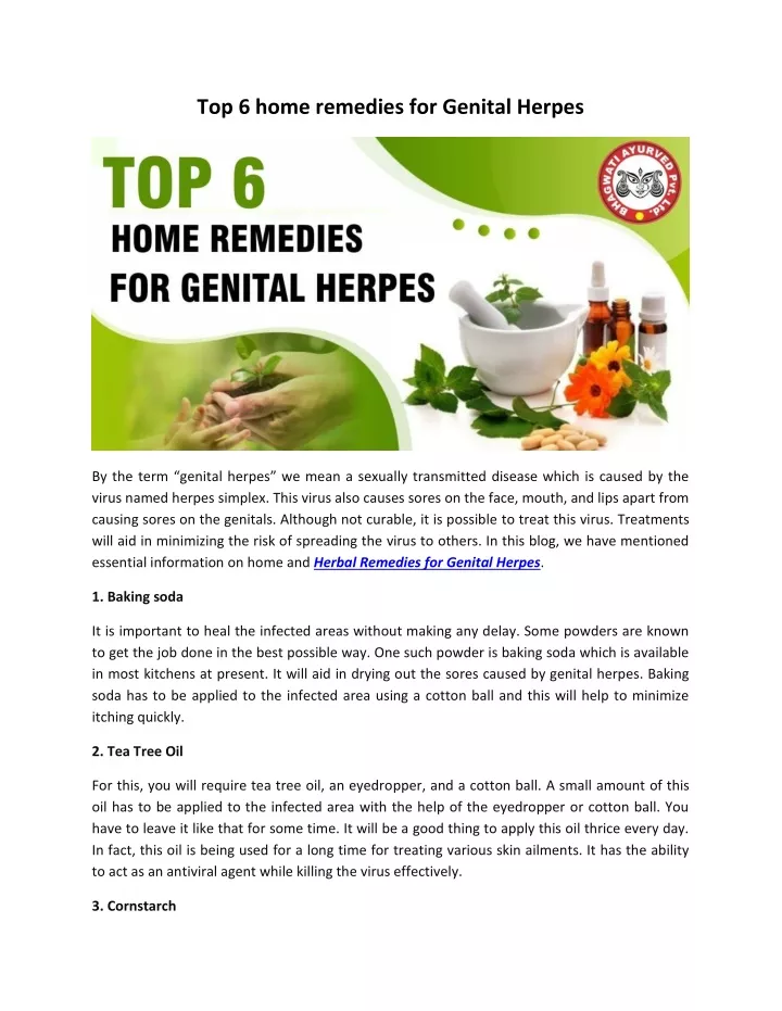 top 6 home remedies for genital herpes