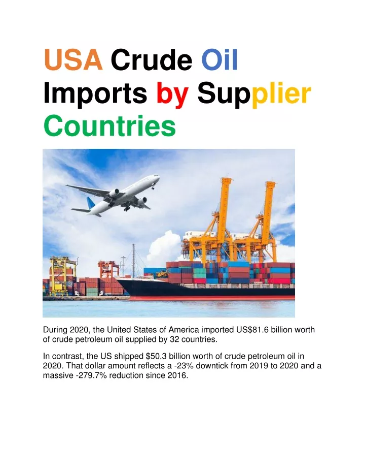 usa crude oil imports by supplier countries