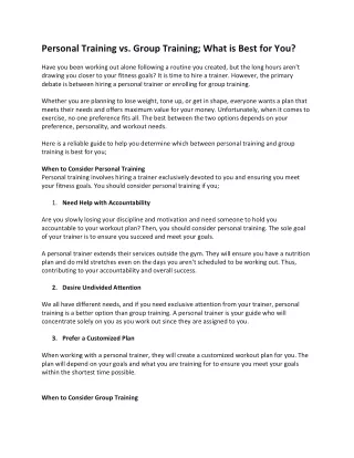 Personal Training vs. Group Training_ What is Best for You