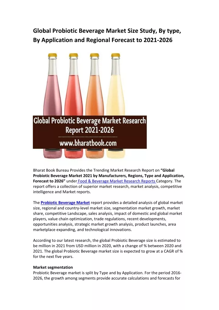 global probiotic beverage market size study