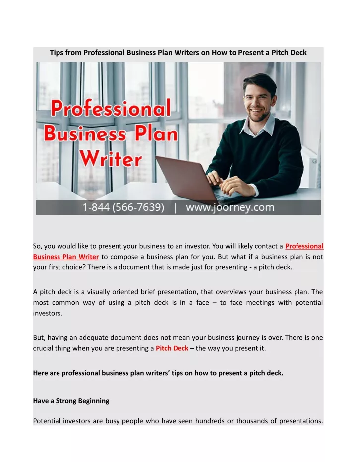 tips from professional business plan writers