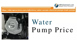 Find the Resonable water pump price at All Pro Generators
