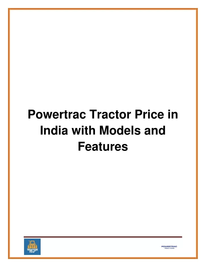 powertrac tractor price in india with models