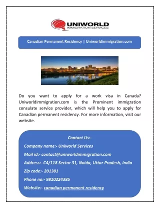 Canadian Permanent Residency | Uniworldimmigration.com