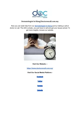 dermatologist in klang doctoroncall com my