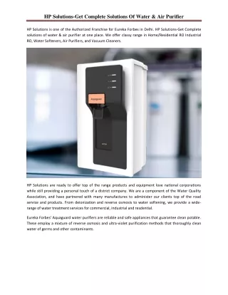 hp solutions get complete solutions of water