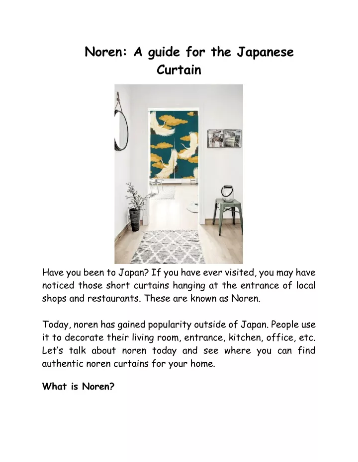 noren a guide for the japanese curtain
