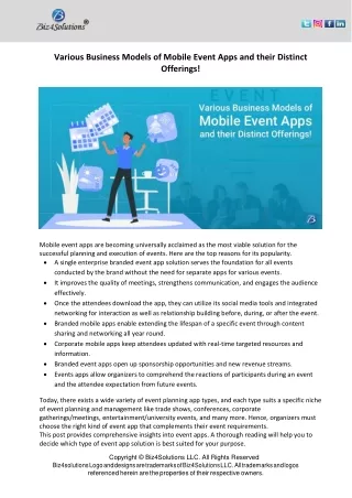 various business models of mobile event apps