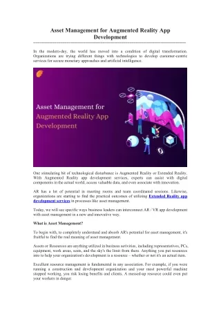 asset management for augmented reality