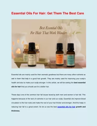 Essential Oils For Hair - Get Them The Best Care