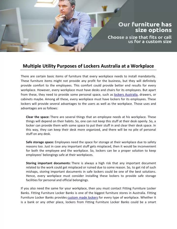 multiple utility purposes of lockers australia