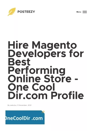 Hire Magento Developers  - One Cool Dir.com Profile - POSTEEZY
