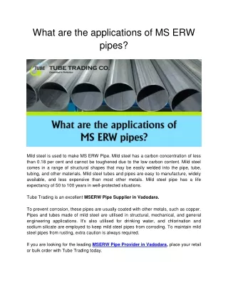 what are the applications of ms erw pipes