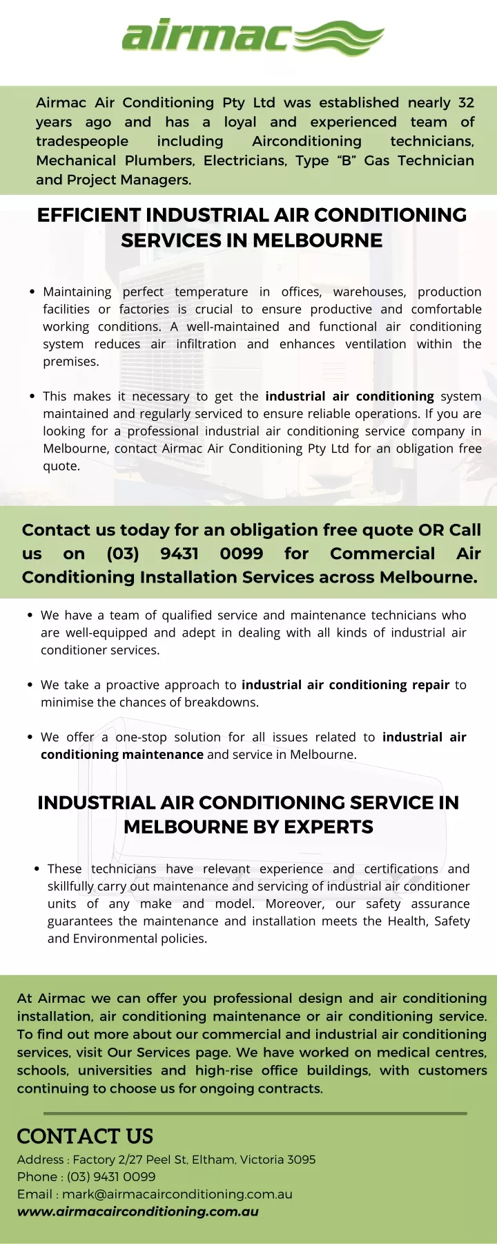 airmac air conditioning pty ltd was established