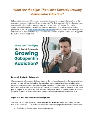 What Are the Signs That Point Towards Growing Gabapentin Addiction?