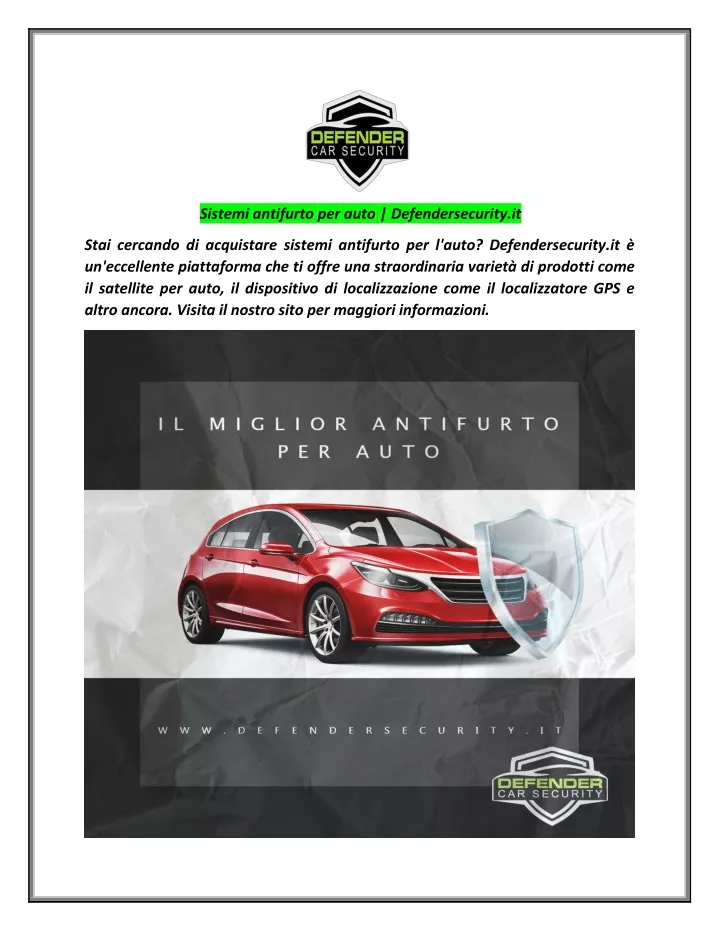 sistemi antifurto per auto defendersecurity it