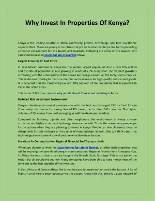 Why Invest In Properties Of Kenya?