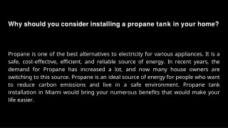 why should you consider installing a propane tank in your home