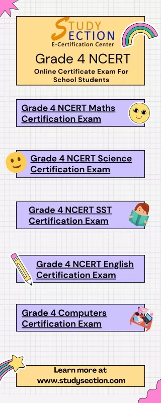 Grade 4 ncert online certificate exam for school students