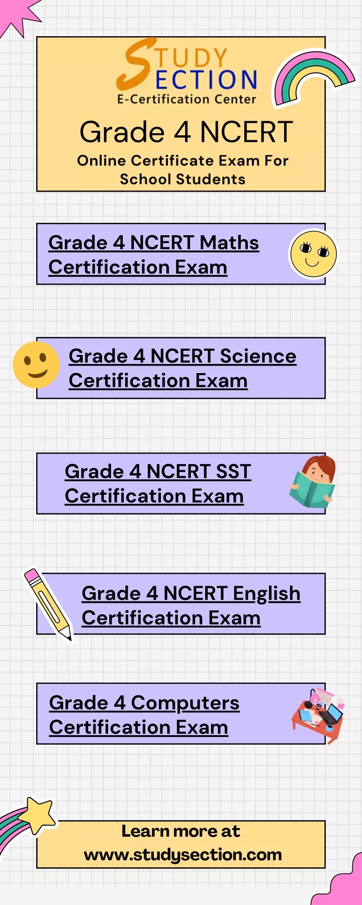 grade 4 ncert online certificate exam for school