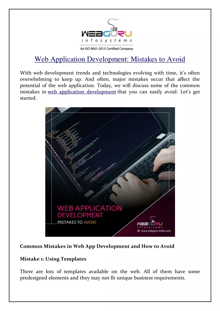 web application development mistakes to avoid