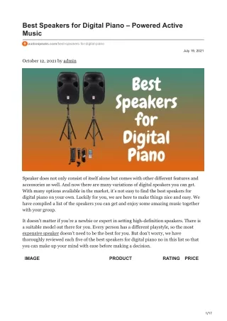 audiospeaks.com-Best Speakers for Digital Piano  Powered Active Music