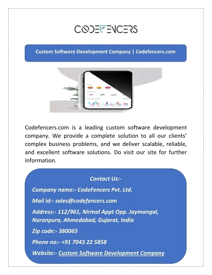 PPT - Custom Software Development Company | Codefencers.com PowerPoint ...