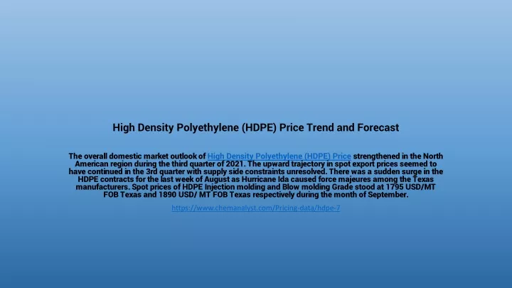 high density polyethylene hdpe price trend and forecast