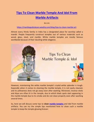 tips to clean marble temple and idol from marble artifacts