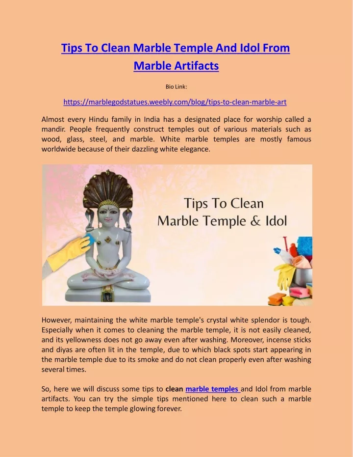 tips to clean marble temple and idol from marble artifacts