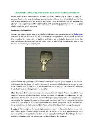 global locks enhancing fundamental security