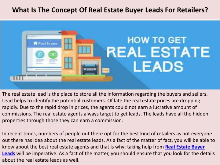 what is the concept of real estate buyer leads for retailers