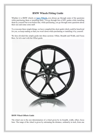 BMW Wheels Fitting Guide