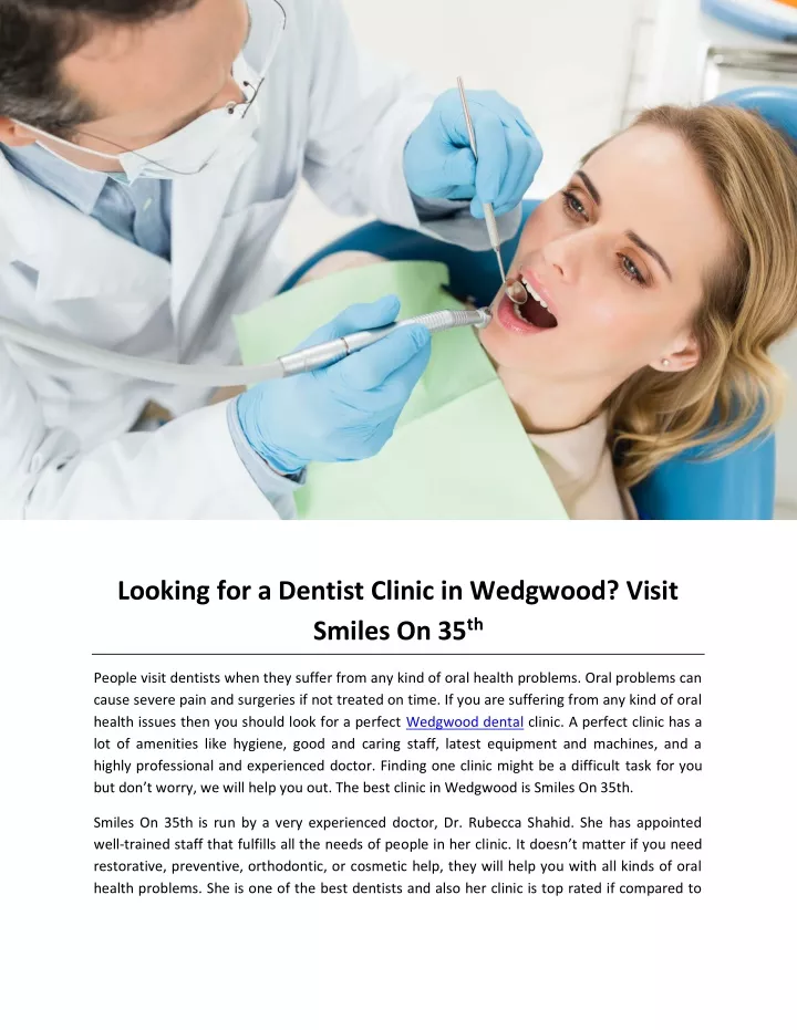 looking for a dentist clinic in wedgwood visit