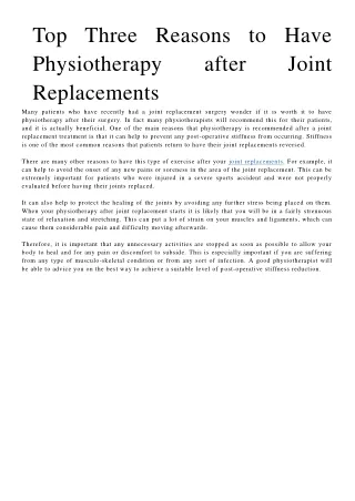 top three reasons to have physiotherapy