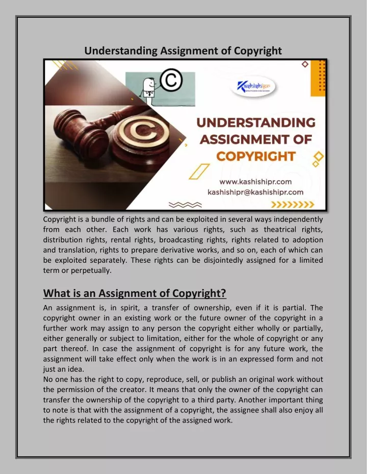 understanding assignment of copyright