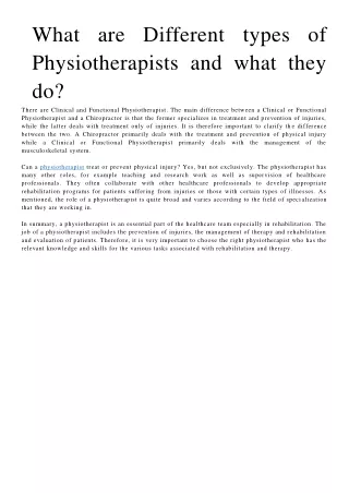 what are different types of physiotherapists