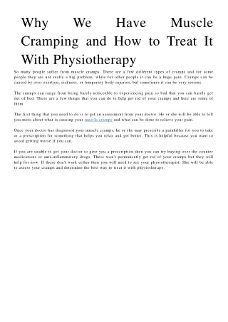 why cramping and how to treat it with