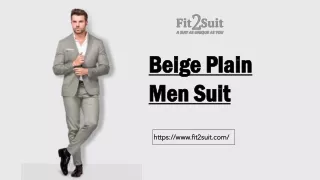 Beige Plain Men Suit