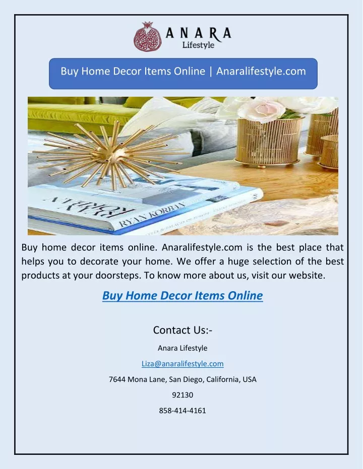 buy home decor items online anaralifestyle com