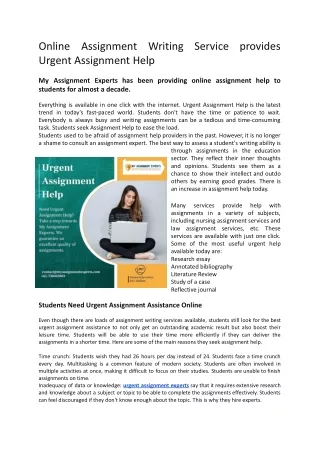 online urgent assignment help