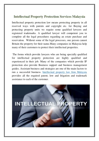 Intellectual Property Protection Services Malaysia