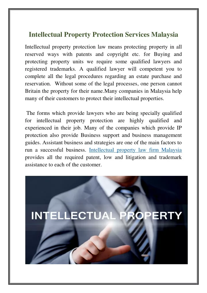 intellectual property protection services malaysia
