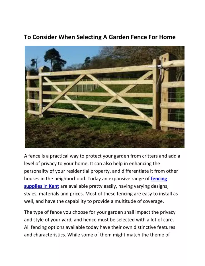 to consider when selecting a garden fence for home