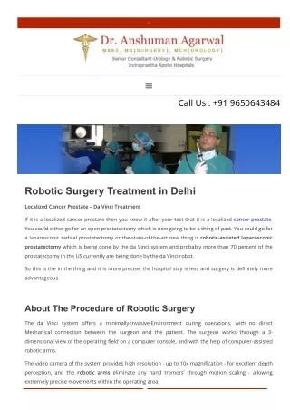 Robotic surgery treatment in delhi - urologistdranshuman.com